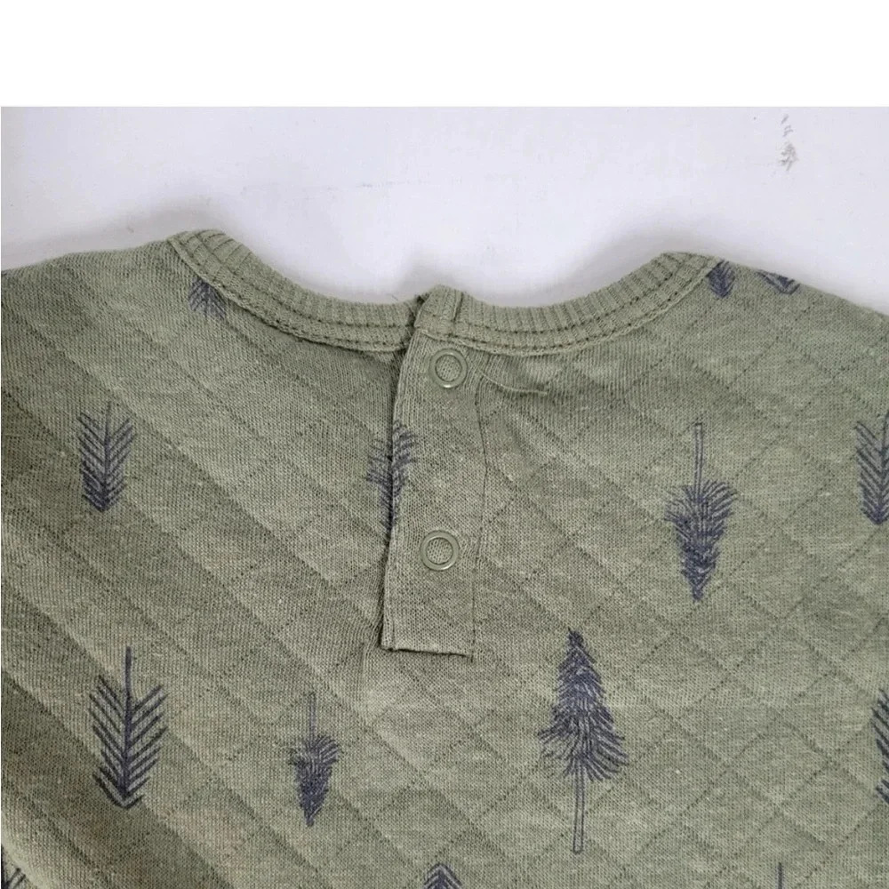 😍New! Baby 2pc Quilted Pullover & Leggings Set, Green- Boy or Girl Unisex - Picture 7 of 10